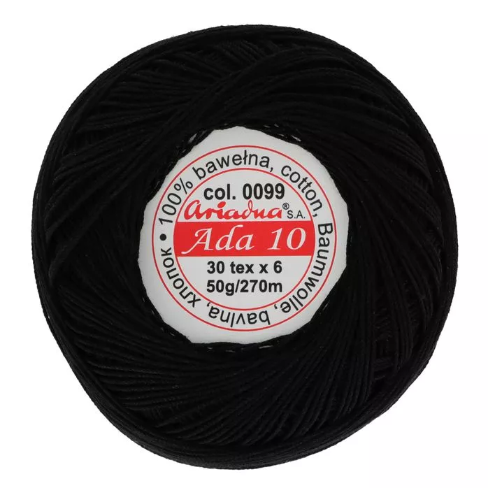 Kordonek ADA 10 50g 270m kolor 0099 czarny