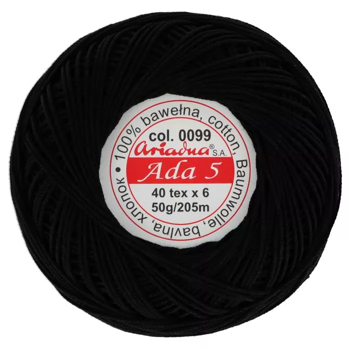 Kordonek ADA 5 50g 205m kolor 0099 czarny