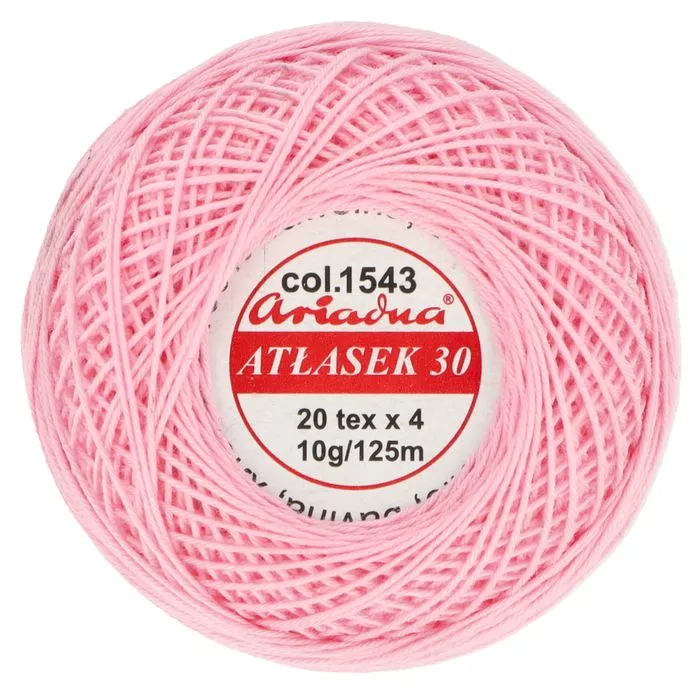 Kordonek Atłasek 30 10g 125m kolor 1543 różowy jasny
