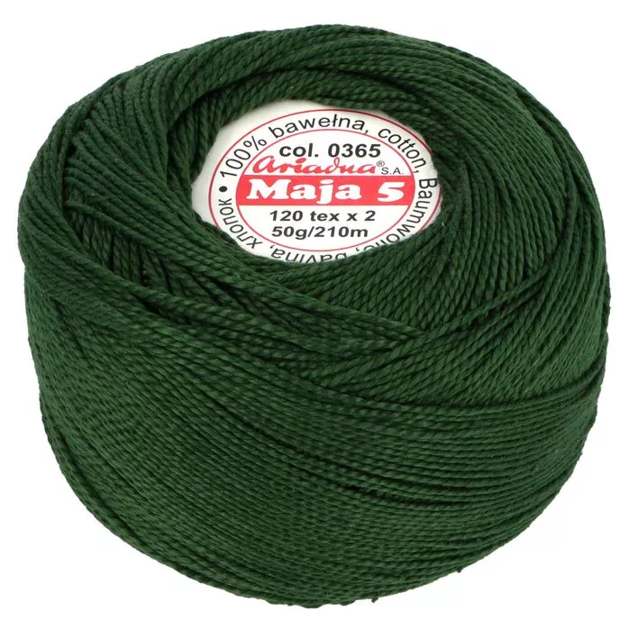 Kordonek Maja 5 50g 210m kolor 0365 zielony ciemny