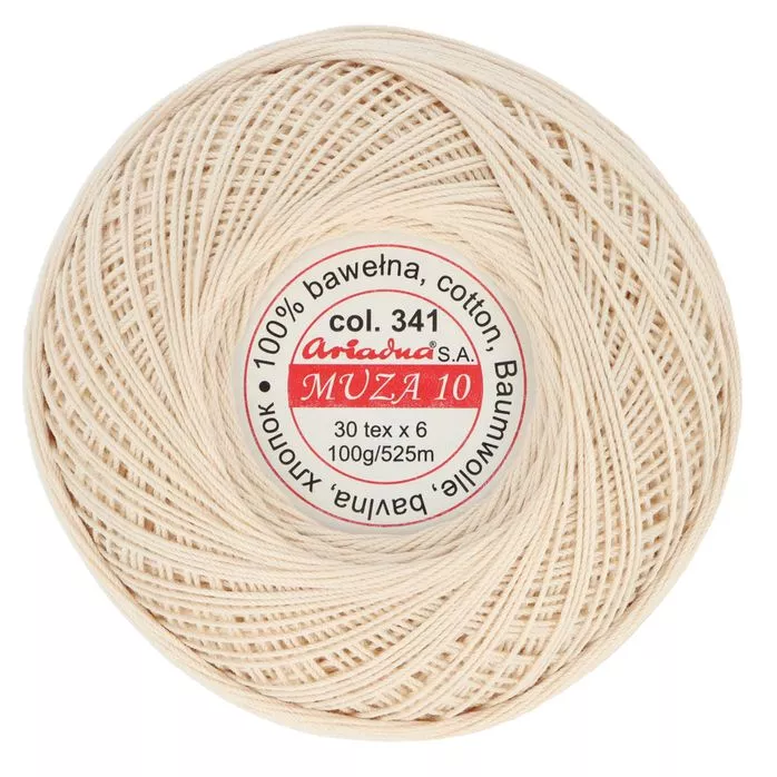 Kordonek Muza 10 100g 525m kolor 0341 beżowy jasny