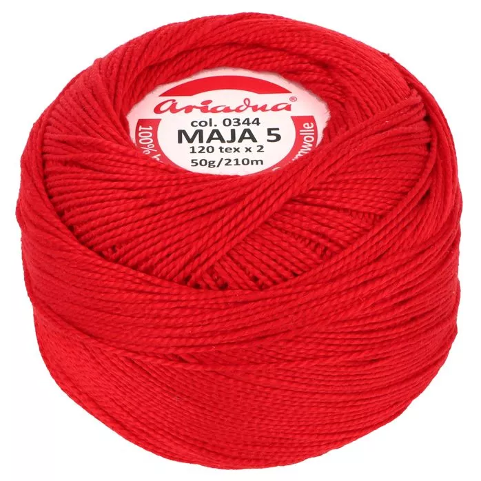 Kordonek Maja 5 50g 210m kolor 0344 czerwony