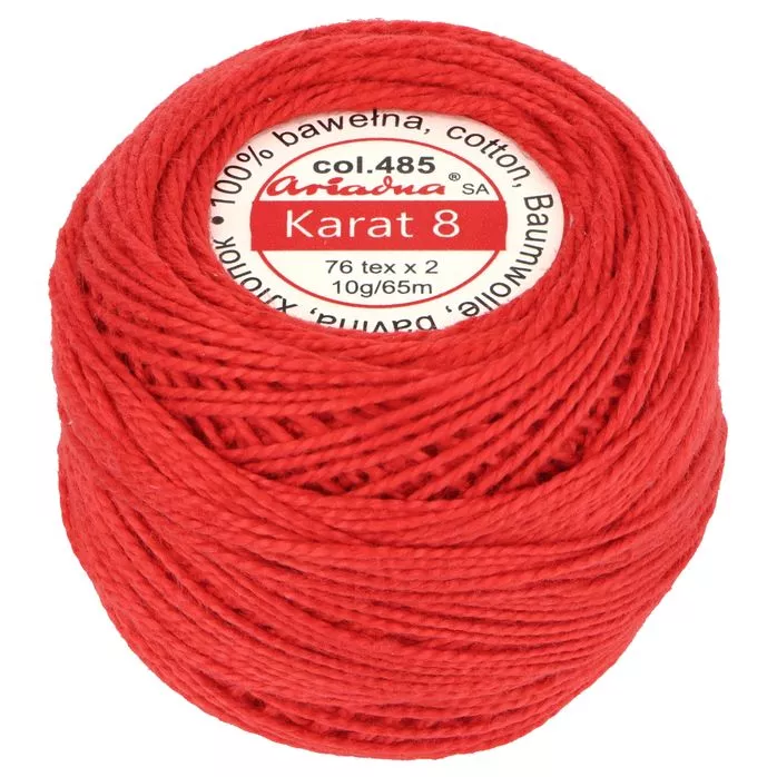 Kordonek Karat 8 10g 65m kolor 485 (1553) czerwony op.10szt.