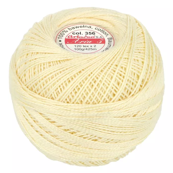 Kordonek Aria 5 100g 425m kolor 356 ecru