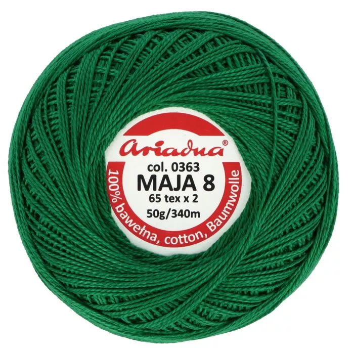 Kordonek Maja 8 50g 340m kolor 0363 zielony