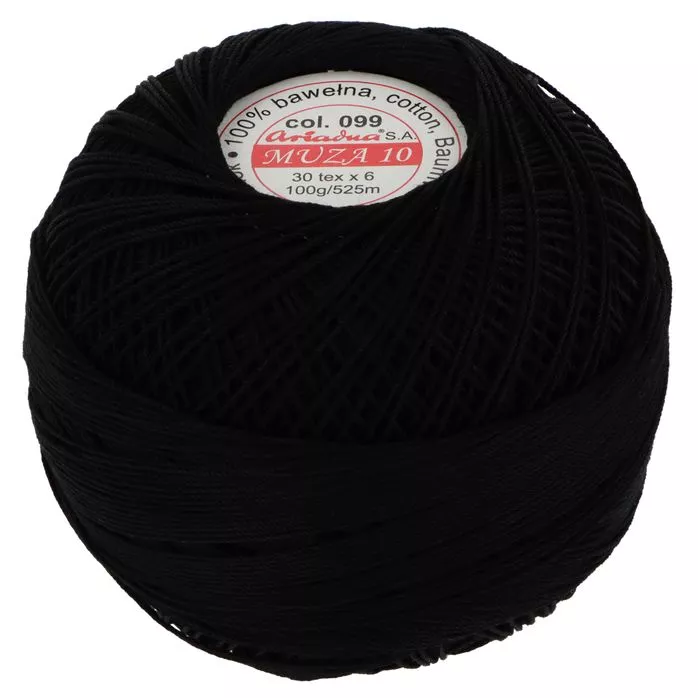 Kordonek Muza 10 100g 525m kolor 0099 czarny