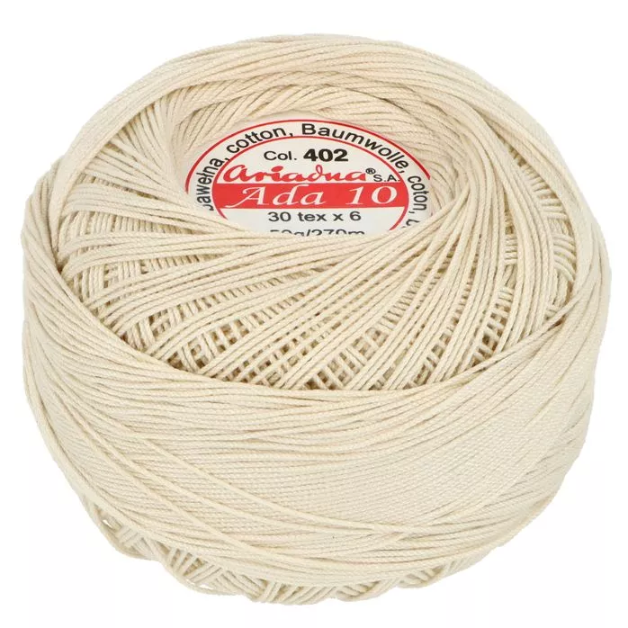Kordonek ADA 10 50g 270m kolor 402 naturalny ecru