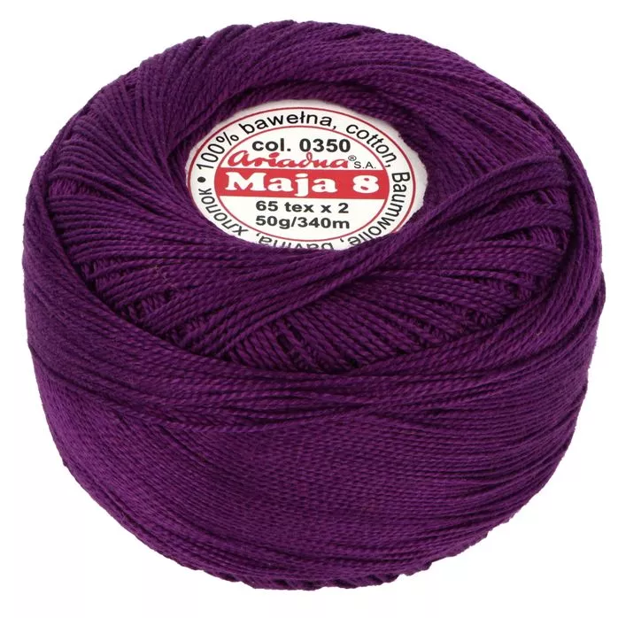Kordonek Maja 8 50g 340m kolor 0350 fioletowy
