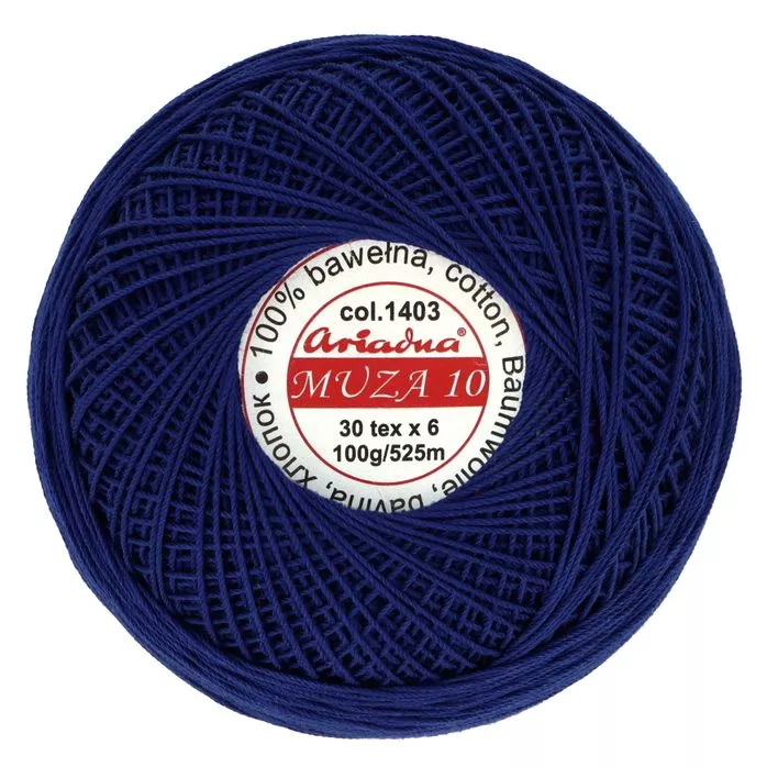 Kordonek Muza 10 100g 525m kolor 1403 niebieski ciemny