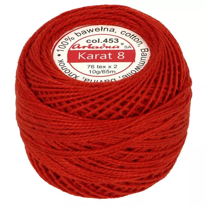 Kordonek Karat 8 10g 65m kolor 453 (1530) czerwony op.10szt.