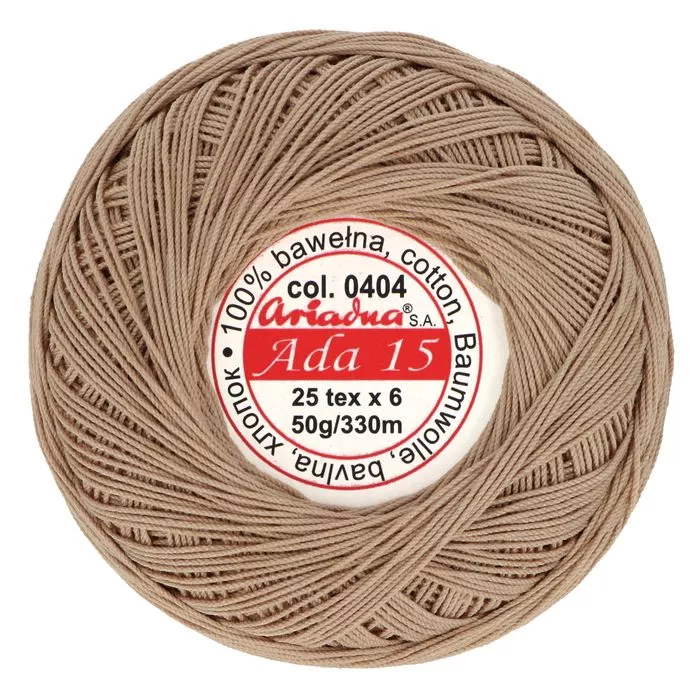 Kordonek ADA 15 50g 330m kolor 0404 beżowy jasny