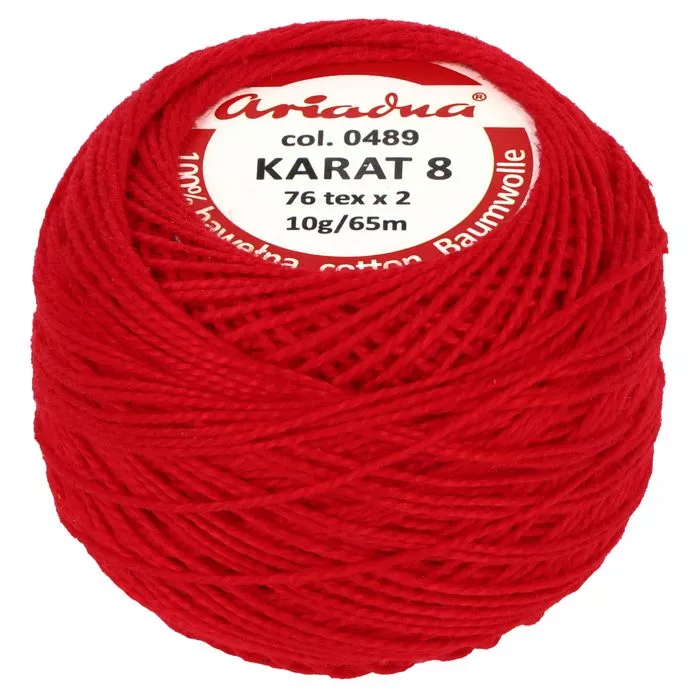 Kordonek Karat 8 10g 65m kolor 489 (1554) czerwony op.10szt.