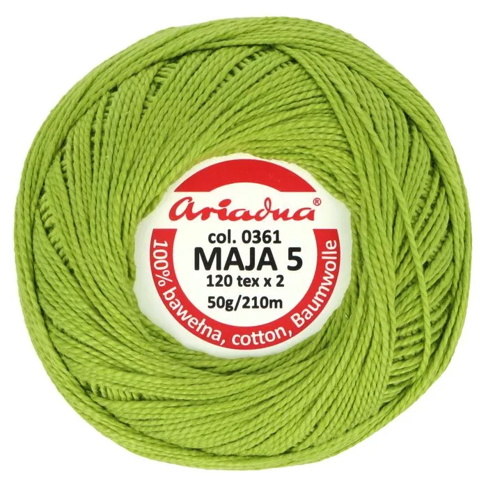 Kordonek Maja 5 50g 210m kolor 0361 zielony jasny