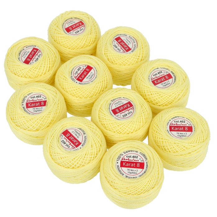 Kordonek Karat 8 10g 65m kolor 402 (1502) żółty jasny op.10szt.
