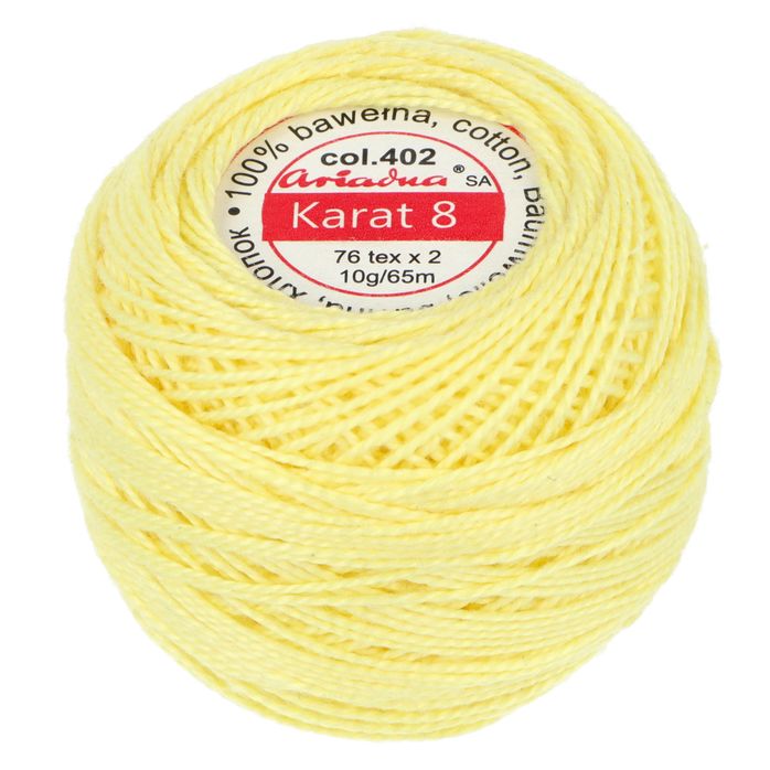 Kordonek Karat 8 10g 65m kolor 402 (1502) żółty jasny op.10szt.