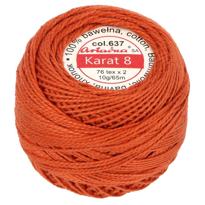 Kordonek Karat 8 10g 65m kolor 637 (1535) pomarańczowy ciemny op.10szt.