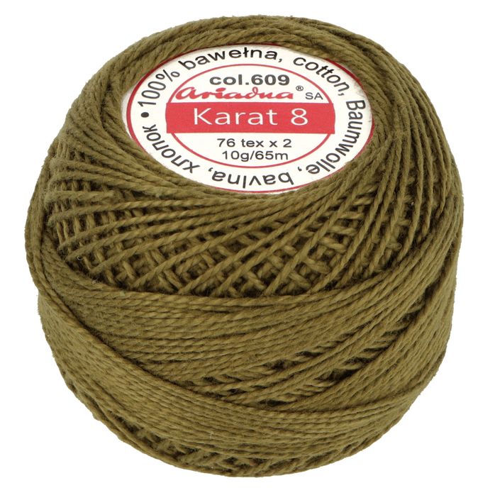 Kordonek Karat 8 10g 65m kolor 609 (1717) zielony oliwka op.10szt.