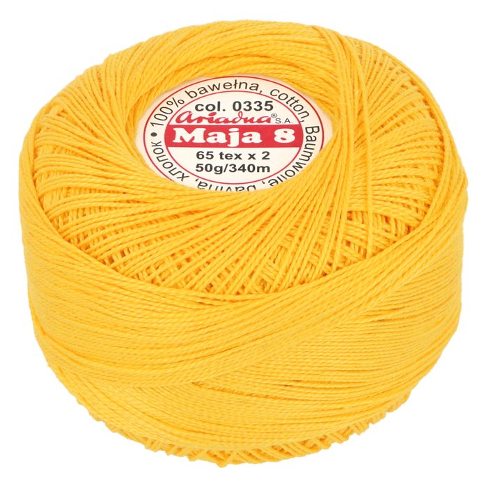 Kordonek Maja 8 50g 340m kolor 0335 żółty