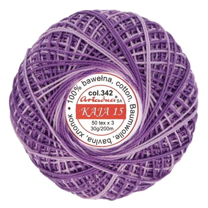 Kordonek Kaja 15 30g 200m kolor 0342 fioletowy cieniowany