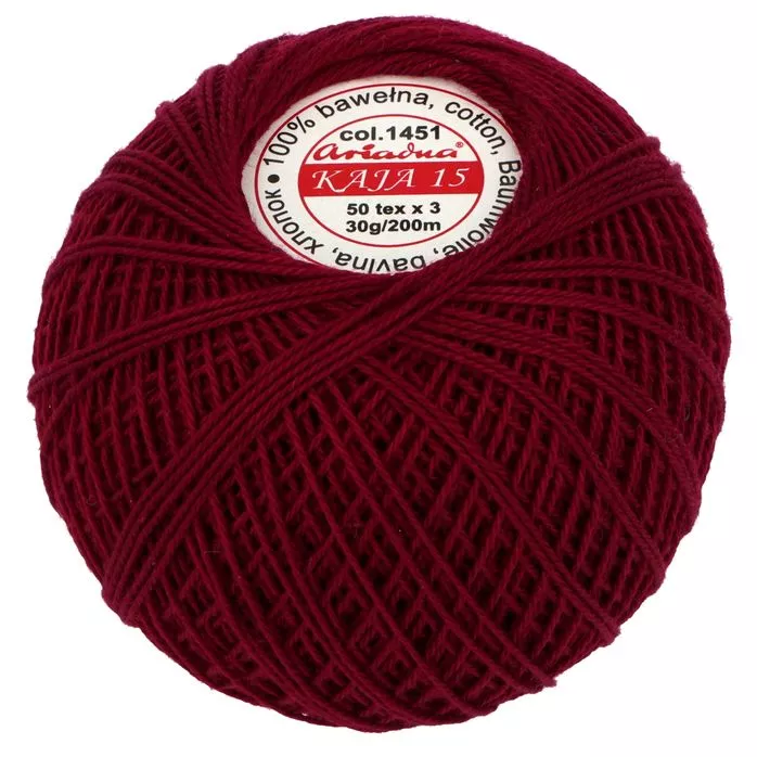 Kordonek Kaja 15 30g 200m kolor 1451 bordowy jasny