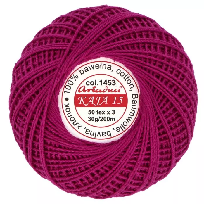 Kordonek Kaja 15 30g 200m kolor 1453 różowy amarant