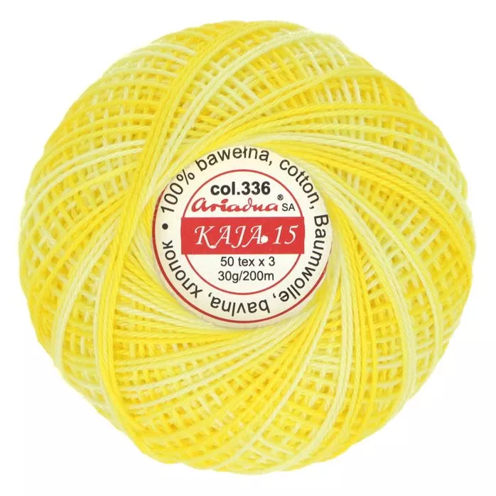 Kordonek Kaja 15 30g 200m kolor 336 żółty cieniowany