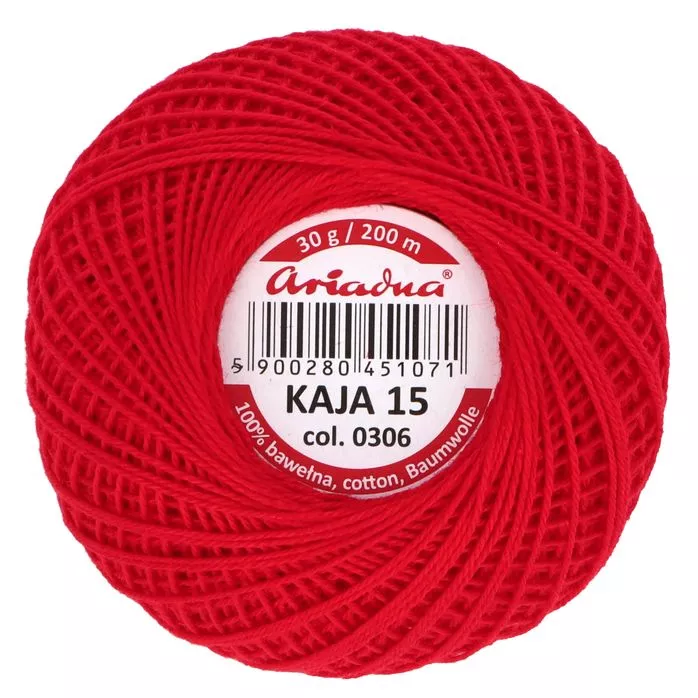 Kordonek Kaja 15 30g 200m kolor 0306 czerwony