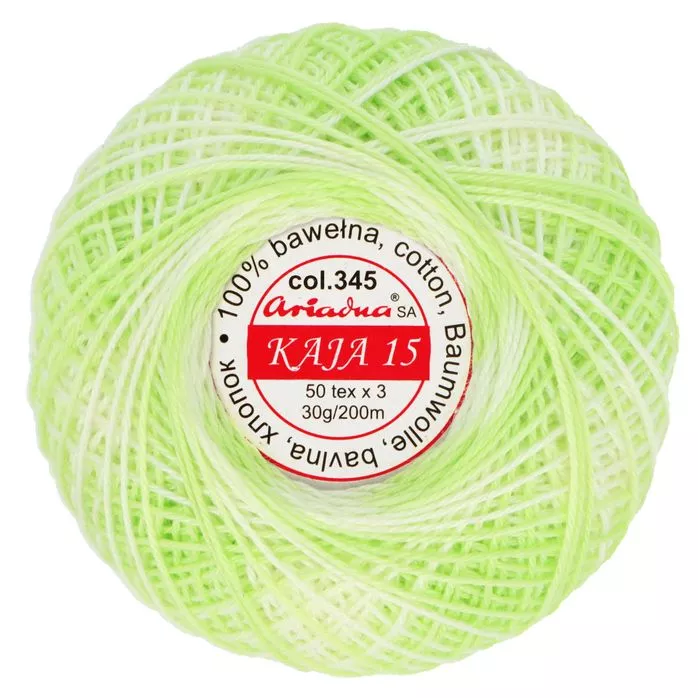 Kordonek Kaja 15 30g 200m kolor 345 zielony jasny cieniowany