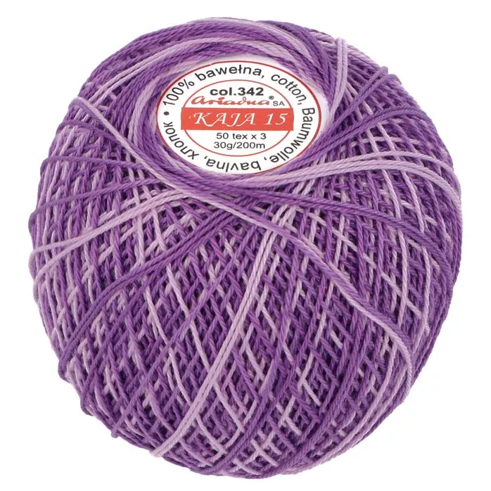 Kordonek Kaja 15 30g 200m kolor 0342 fioletowy cieniowany