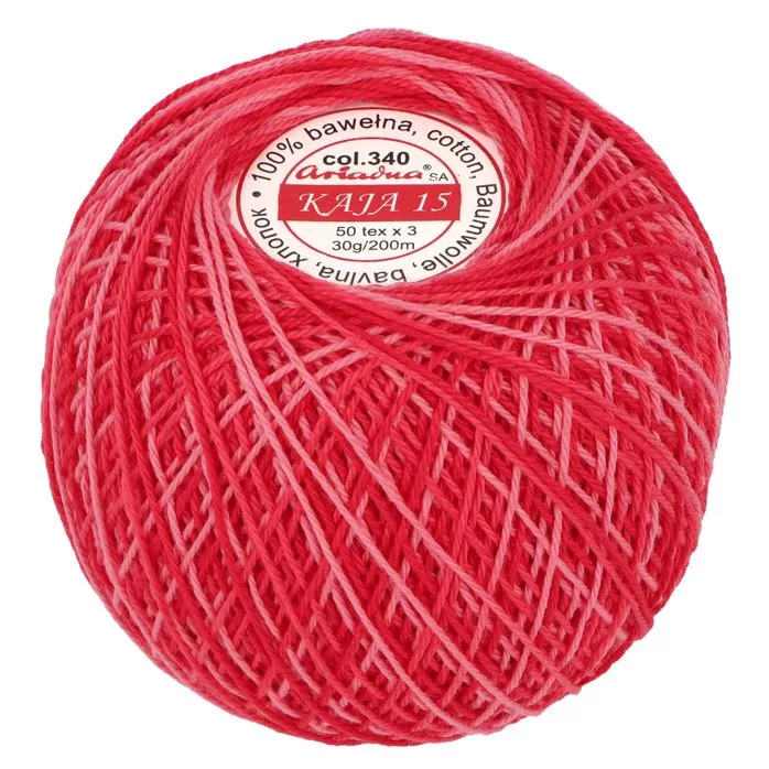 Kordonek Kaja 15 30g 200m kolor 340 czerwony cieniowany