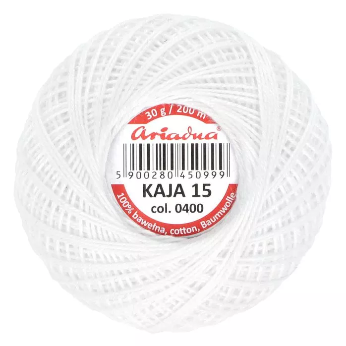 Kordonek Kaja 15 30g 200m kolor 0400 biały