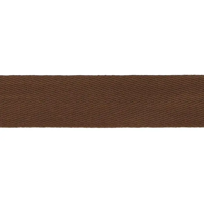 Taśma bawełniana jodełka 25mm kolor brązowy 50mb