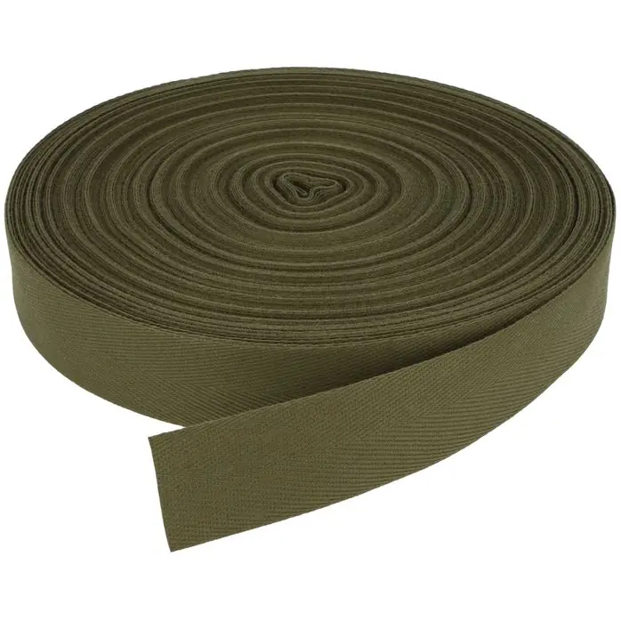 Taśma bawełniana jodełka 25mm kolor zielony khaki 50mb