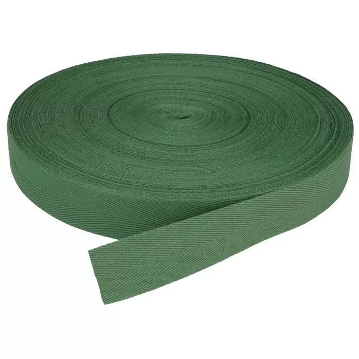 Taśma bawełniana jodełka 25mm kolor zielony jasny 50mb