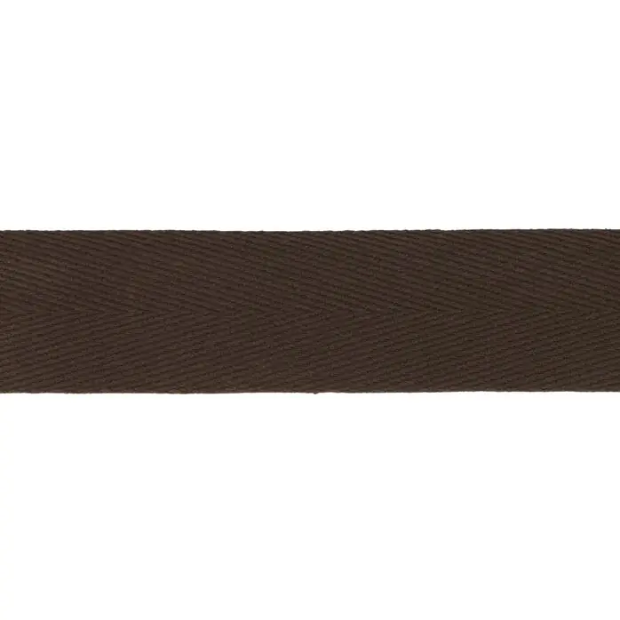 Taśma bawełniana jodełka 25mm kolor brązowy ciemny 50mb