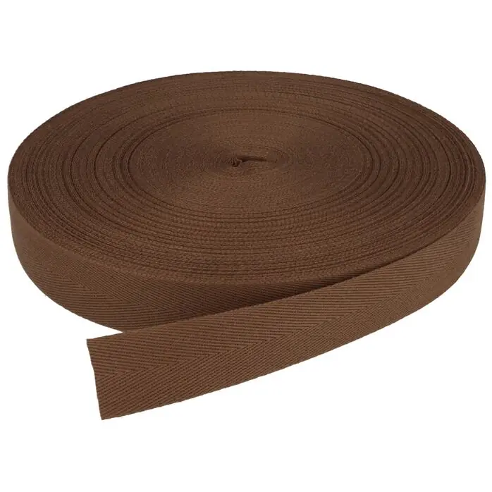 Taśma bawełniana jodełka 25mm kolor brązowy 50mb