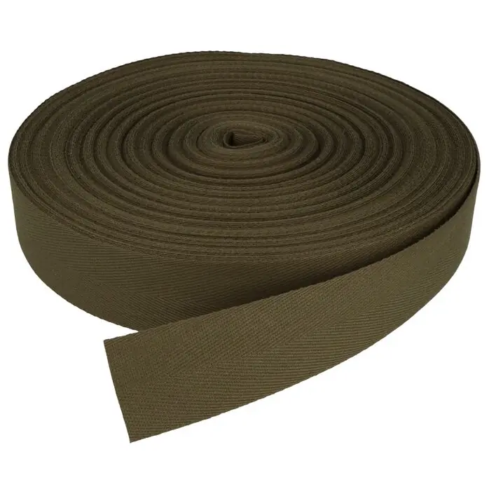 Taśma bawełniana jodełka 30mm kolor zielony khaki 50mb