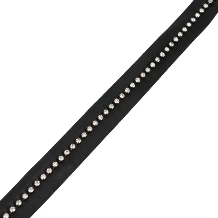 Taśma ozdobna 18mm z cyrkoniami kolor czarny
