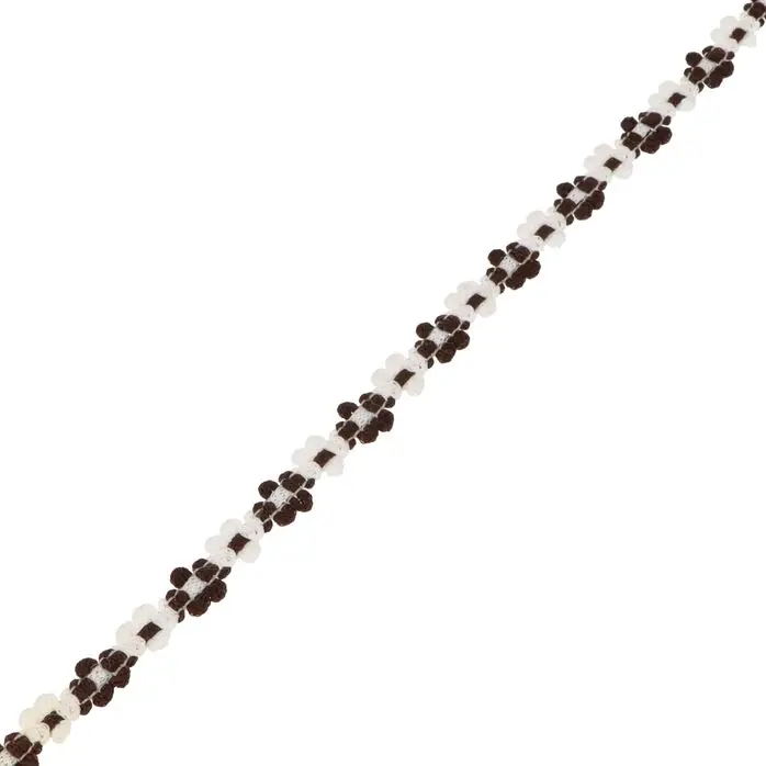 Taśma ozdobna kwiatki 12mm kolor brązowy