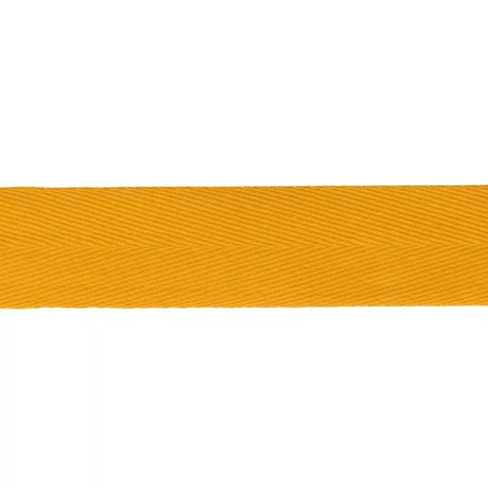 Taśma bawełniana jodełka 25mm kolor żółty ciemny 50mb