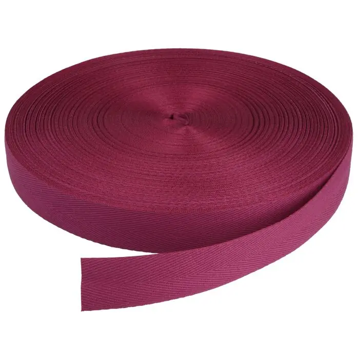 Taśma bawełniana jodełka 20mm kolor różowy ciemny 50mb