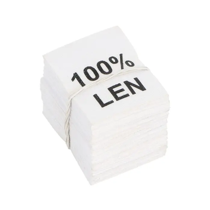 Wszywki surowcowo-ostrzegawcze 100% LEN 20 x 25mm
