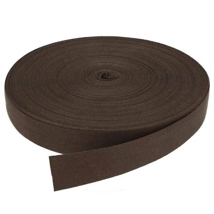 Taśma bawełniana jodełka 25mm kolor brązowy ciemny 50mb