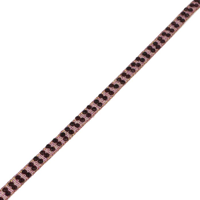Taśma ozdobna termo 8mm z dżetami kolor bordowy/złoty