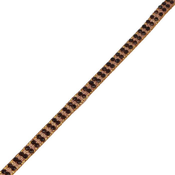 Taśma ozdobna termo 8mm z dżetami kolor złoty 9mb