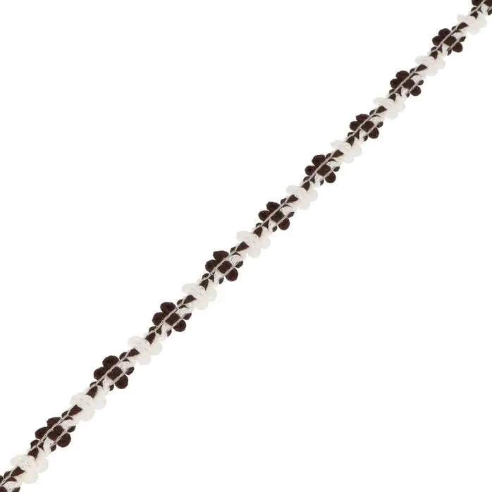 Taśma ozdobna kwiatki 12mm kolor brązowy