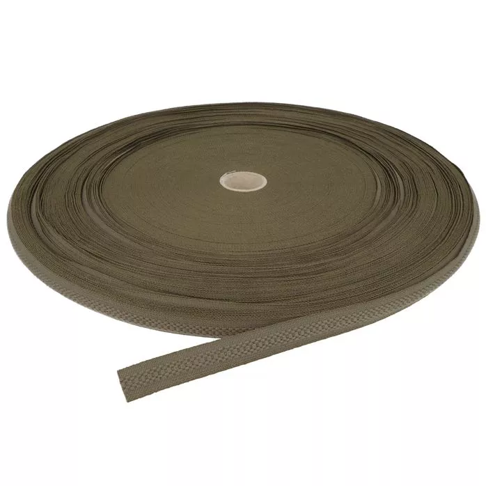 Taśma bawełniana/poliester mundurowa zdobiona 14mm kolor zielony khaki 100mb