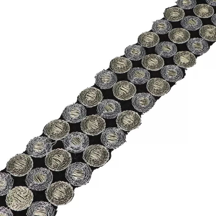 Taśma ozdobna do naprasowania z haftem 54mm kolor czarno złoty 5mb