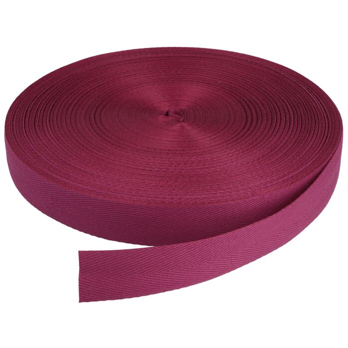 Taśma bawełniana jodełka 20mm kolor różowy ciemny 50mb
