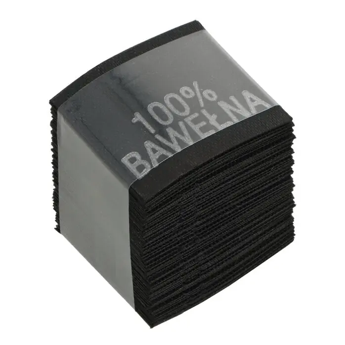 Wszywki surowcowo-ostrzegawcze 100% BAWEŁNA czarne 20 x 18mm